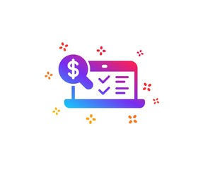 Fototapeta na wymiar Online accounting icon. Audit sign. Check finance symbol. Dynamic shapes. Gradient design online accounting icon. Classic style. Vector