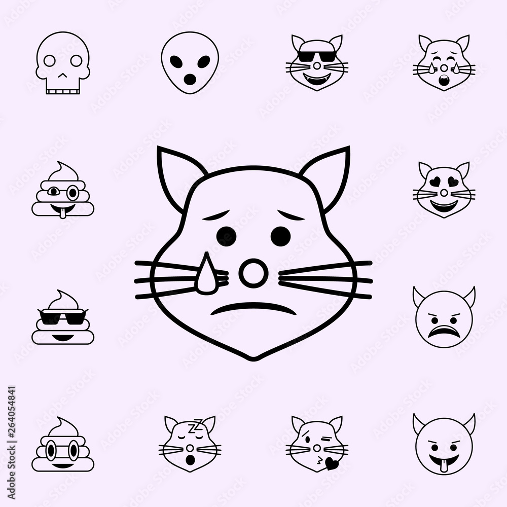 Poster crying cat icon. emoji icons universal set for web and mobile