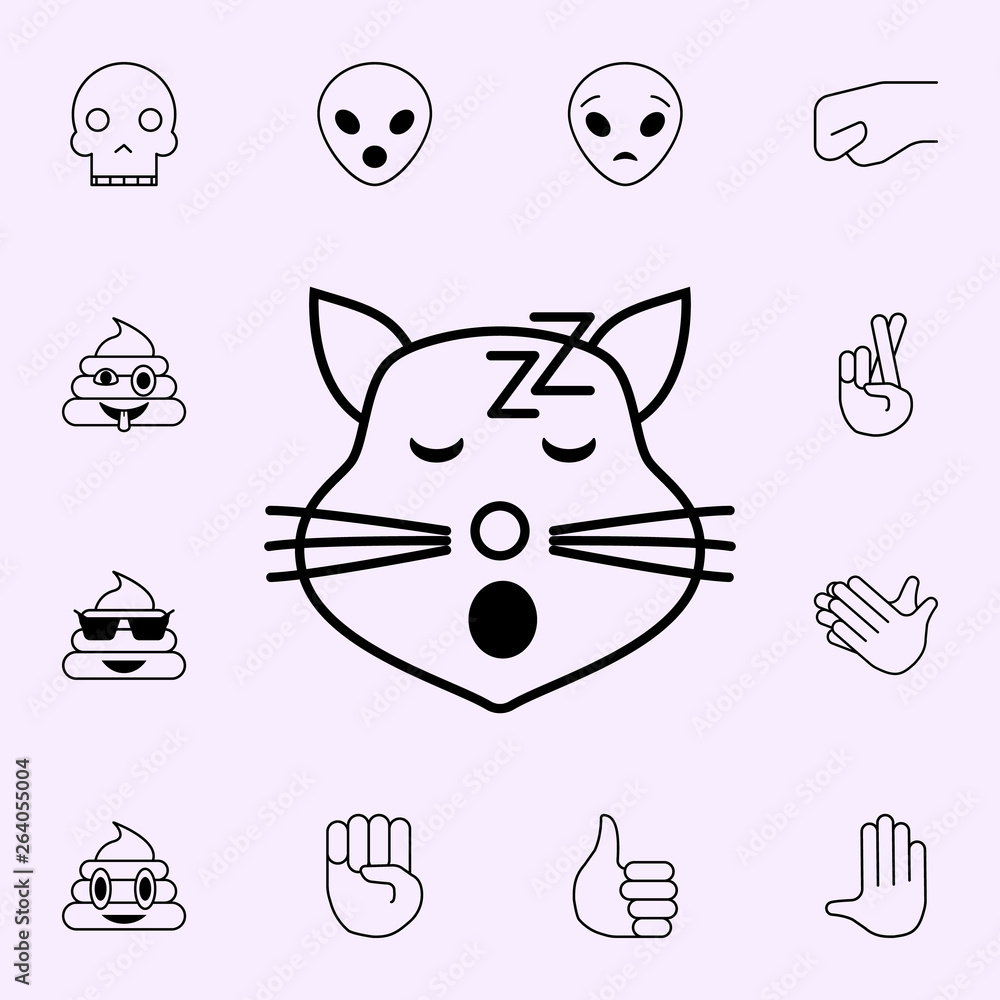 Poster sleeping cat icon. emoji icons universal set for web and mobile