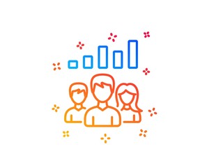 Teamwork results line icon. Group of people sign. Gradient design elements. Linear teamwork results icon. Random shapes. Vector