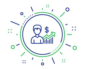 Business results line icon. Dollar with Growth chart sign. Quality design elements. Technology business growth button. Editable stroke. Vector