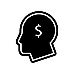 Head with dollar symbol icon. Element of Finance for mobile concept and web apps icon. Glyph, flat icon for website design and development, app development