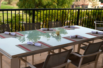 simple dining table set up for a restaurant terace