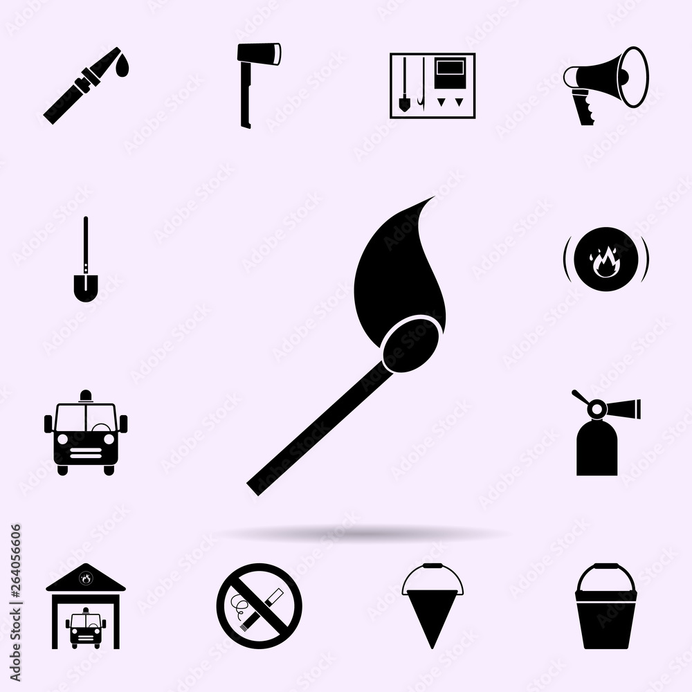Poster burning match icon. fireman icons universal set for web and mobile