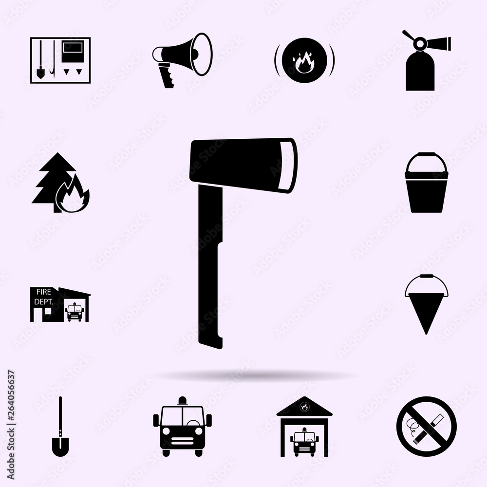 Poster fire axe icon. fireman icons universal set for web and mobile