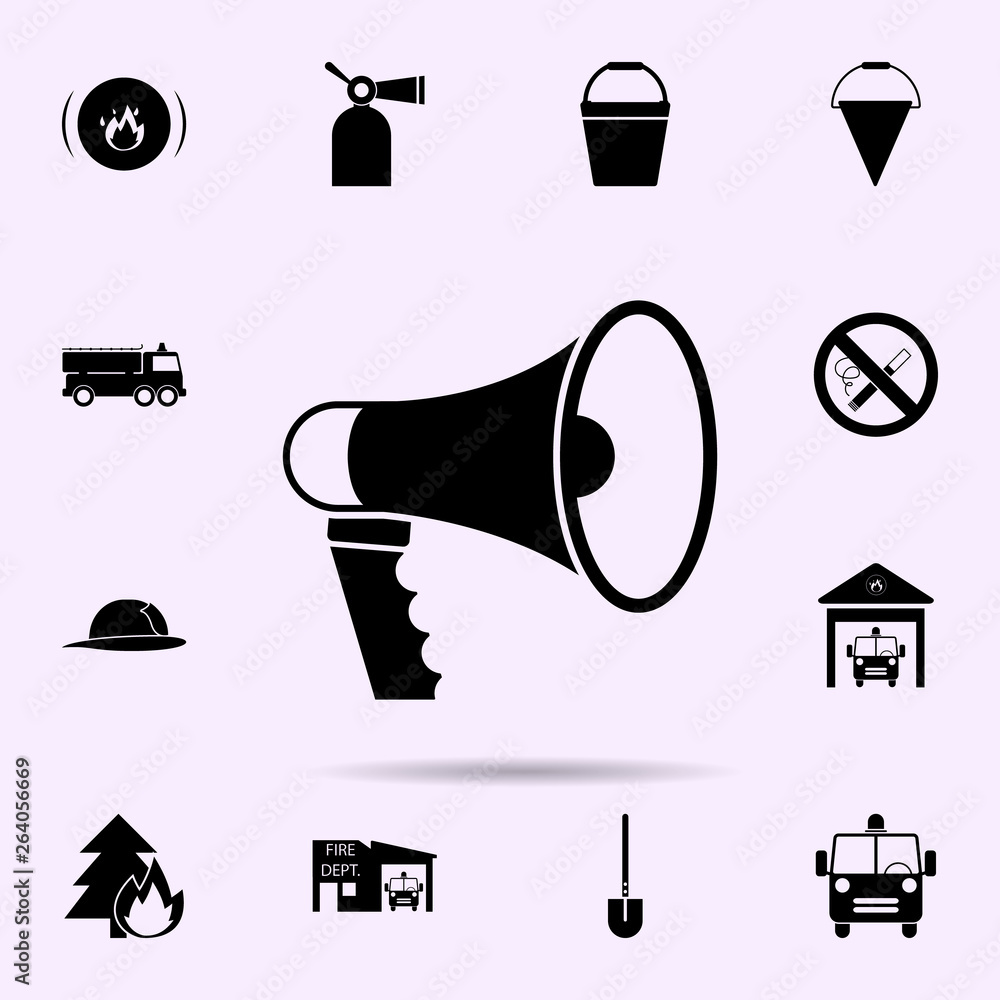 Poster megaphone icon. fireman icons universal set for web and mobile