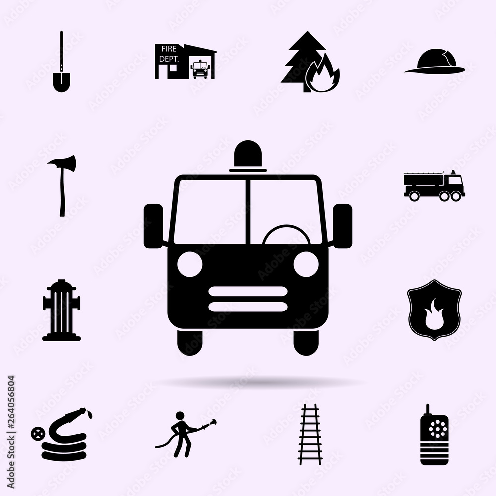 Poster fire engine icon. fireman icons universal set for web and mobile