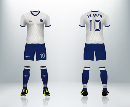 3D realistic mock up of front and back of soccer jersey shirt