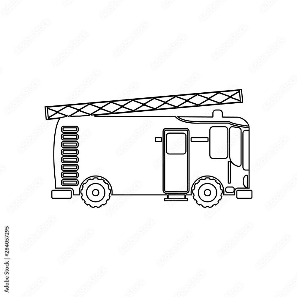 Poster fire engine icon. element of fireman for mobile concept and web apps icon. outline, thin line icon f