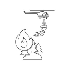 illustration of rescue forest firefighting helicopter in the air icon. Element of Fireman for mobile concept and web apps icon. Outline, thin line icon for website design