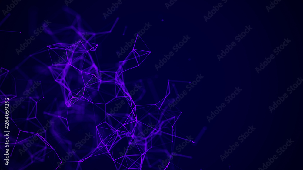 Poster big data visualization. science background. big data complex with compounds.