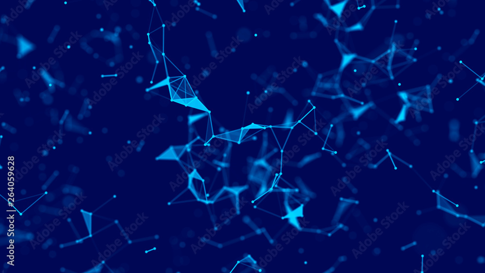 Poster big data visualization. science background. big data complex with compounds.