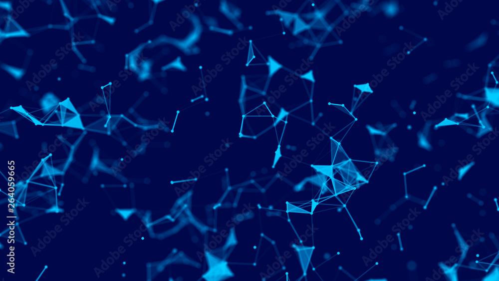 Poster big data visualization. science background. big data complex with compounds.