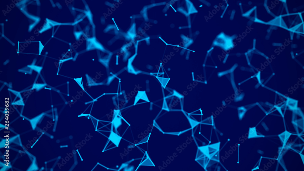 Poster big data visualization. science background. big data complex with compounds.