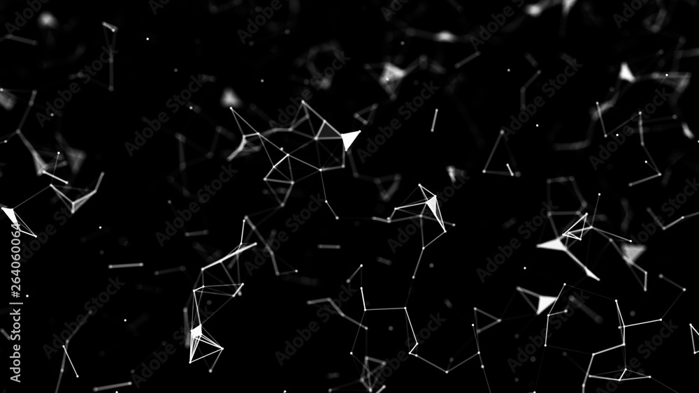 Poster big data visualization. science background. big data complex with compounds.