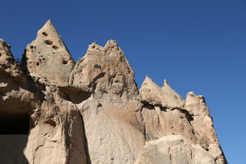 Fototapeta na wymiar Rock Formations in Zelve Valley, Cappadocia, Nevsehir, Turkey