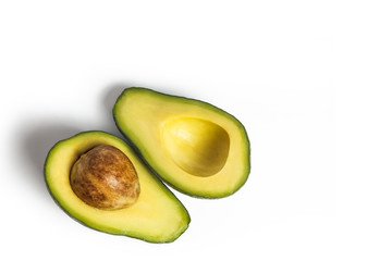 Ripe avocado, isolated on white background. Copyspace for text.