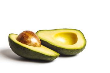 Ripe avocado, isolated on white background. Copyspace for text.