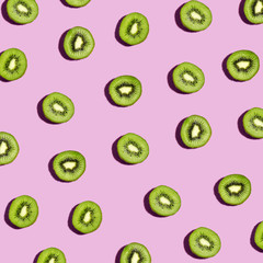 Collection of kiwi fruits overhead view flat lay - obrazy, fototapety, plakaty