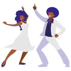 young black couple dancing characters