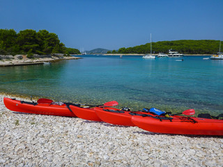 Kayaks on the beach