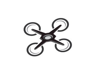 drone quad copter with digital camera at the sky fly for surveillance. close-up of Rotor drones. 4 blade propeller drone. silhouette drone Video Camera.