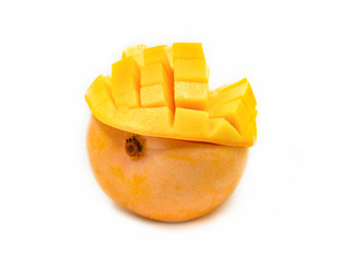 Slice mango isolated on white background - tropical fruit summer