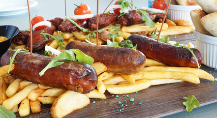 Grilled sausages traditional tasty delicious meat meal
