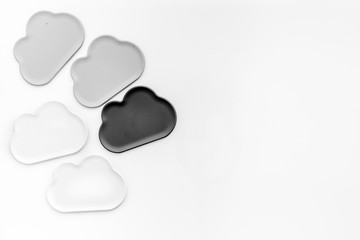 cloud service concept with clouds on white background top view mockup