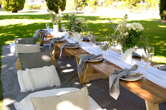 view on a lovely wedding dinner arrangement 