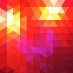 Background of red, pink, yellow geometric shapes. Abstract triangle geometrical background. Mosaic pattern. Vector EPS 10. Vector illustration