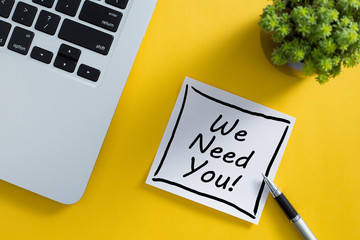 We Need You Concept On Sticky Note