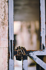 old padlock on a door in shanghai 