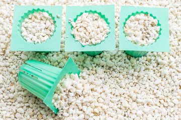 perlite with green cup