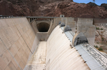 One part of Hoover Dam which the overflow tunnels