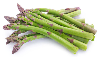 Fresh asparagus on white background
