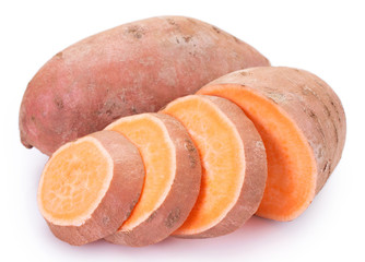 Sweet potato on white background