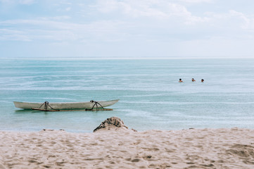 Raining day at Matira Beach in Bora Bora