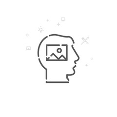 Visualize Vector Line Icon, Symbol, Pictogram, Sign. Light Abstract Geometric Background. Editable Stroke