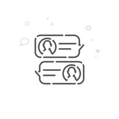 Mobile Chat Design Vector Line Icon, Symbol, Pictogram, Sign. Light Abstract Geometric Background. Editable Stroke