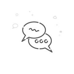 Chat Bubbles Vector Line Icon, Symbol, Pictogram, Sign. Light Abstract Geometric Background. Editable Stroke