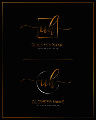 Initial U H UH handwriting logo vector. Letter handwritten logo template.