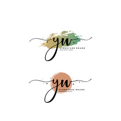 Y W YW Initial letter handwriting and  signature logo.