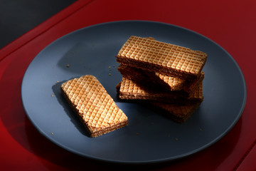 Chocolate wafers on a plate