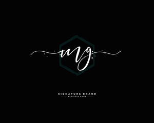 M G MG initial logo handwriting  template vector
