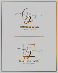 Initial I J IJ handwriting logo vector. Letter handwritten logo template.