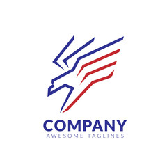 Flying Hawk logo design Template, Eagle mascot graphic, bald eagle vector logo