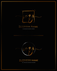Initial M J MJ handwriting logo vector. Letter handwritten logo template.