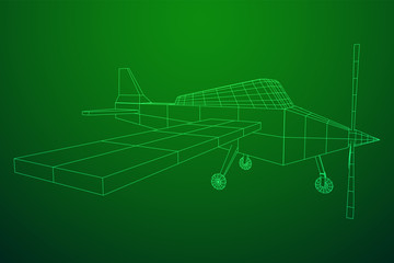 Plane Abstract polygonal wireframe airplane. Travel aircraft, tourism and vacation concept. Wireframe low poly mesh vector illustration
