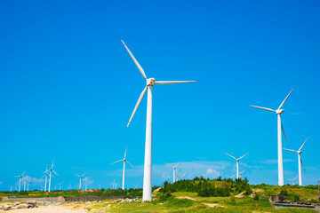 Fototapeta premium Wind turbines in the mountains